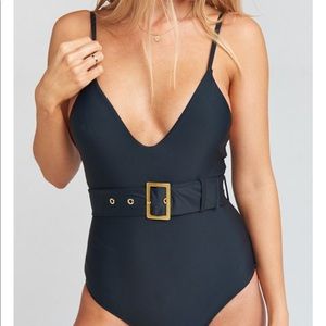 Show Me Your MuMu Amalfi Belted One Piece in Black
